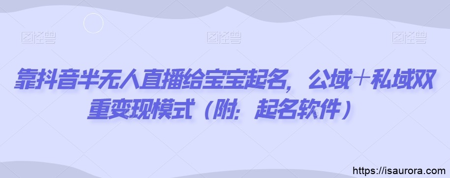 靠抖音半无人直播给宝宝起名，公域＋私域双重变现模式（附：起名软件）